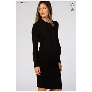 💜 Elegant Black Hooded Maternity Dress XL